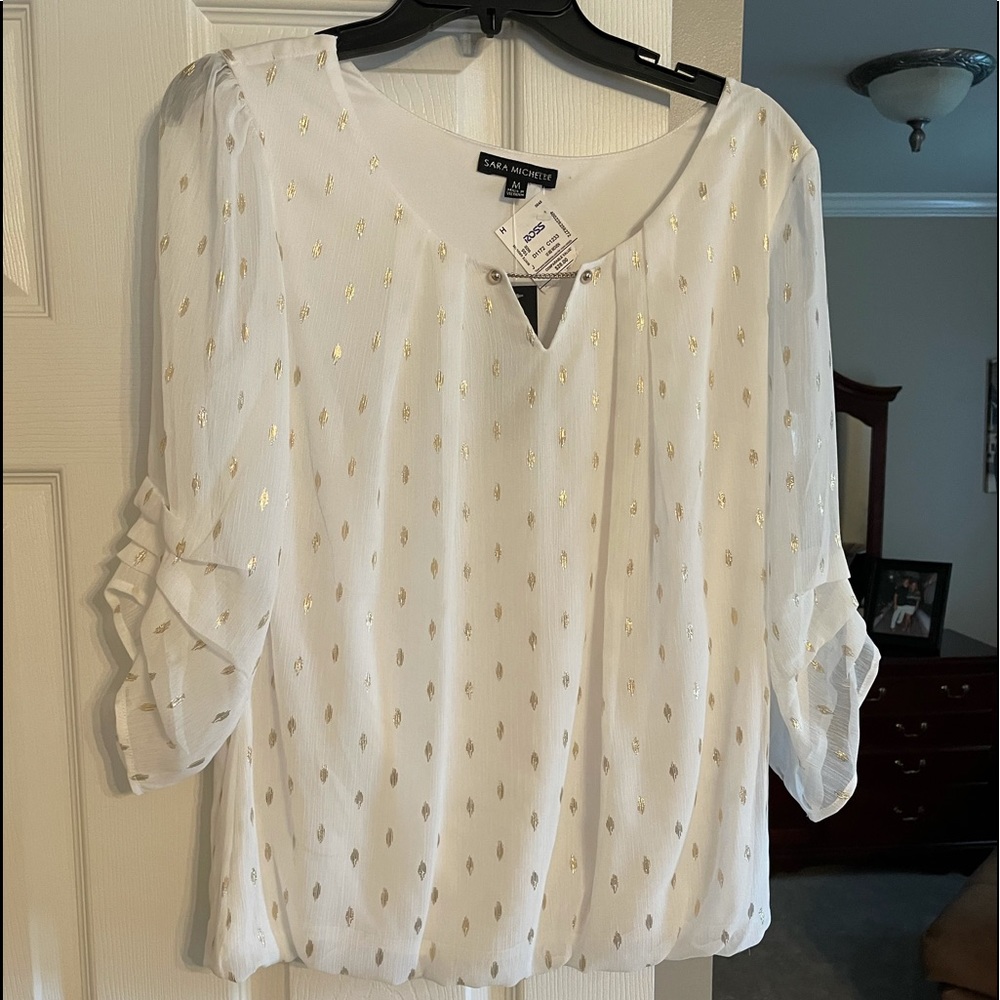 Cream blouse with all over gold accents